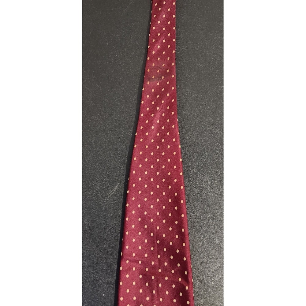 Andrew Scott Vintage Maroon Polka Dot Tie 58" Handmade 100% Silk - Picture 4 of 9